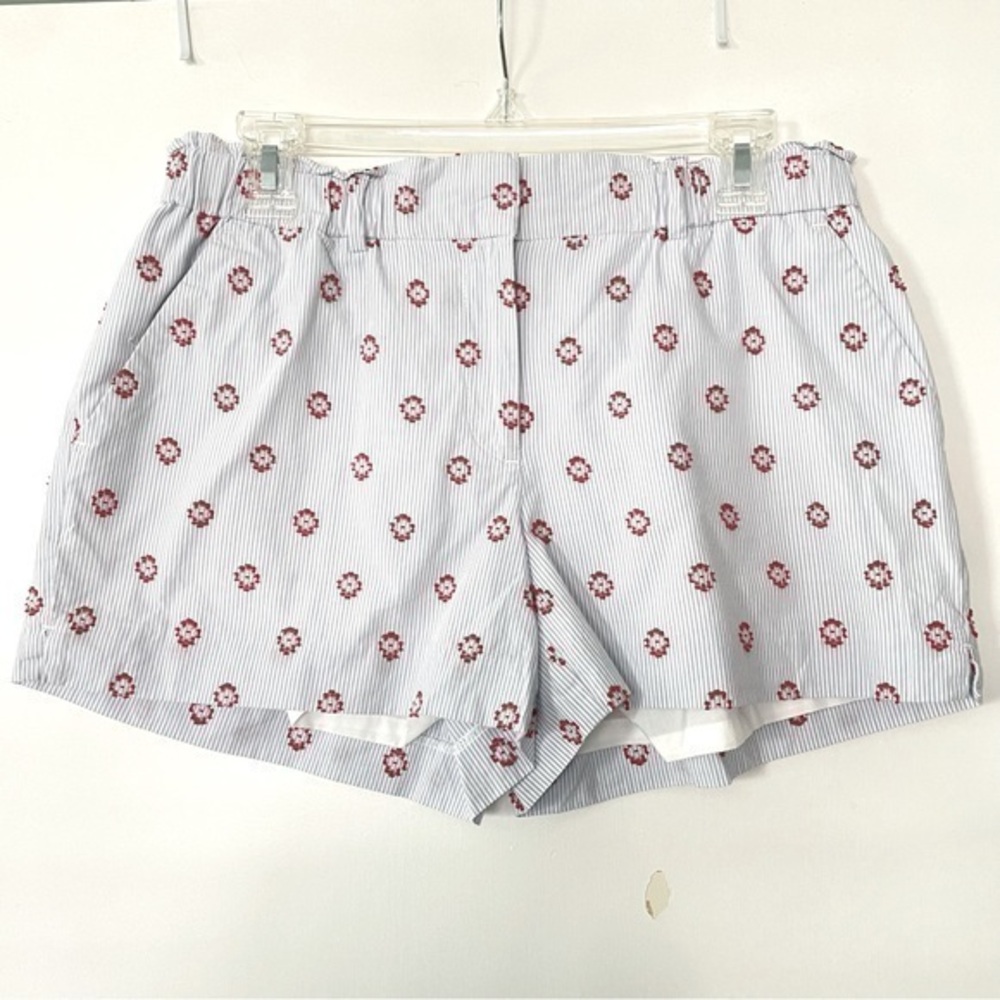 LOFT striped embroidered shorts blue white red size small